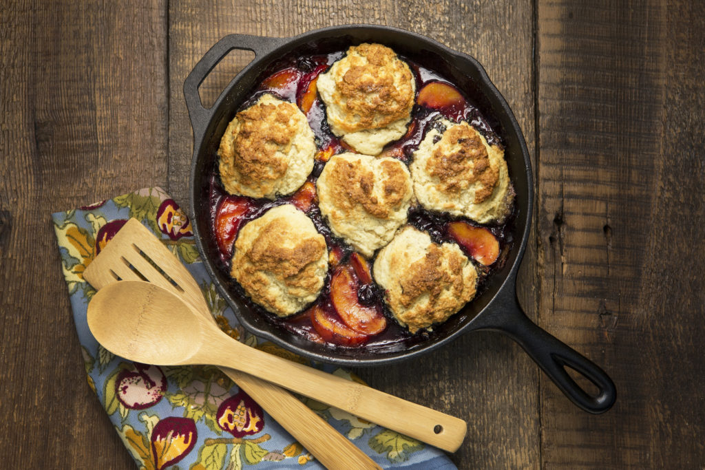 Blueberry Peach Buttermilk Biscuit Cobbler